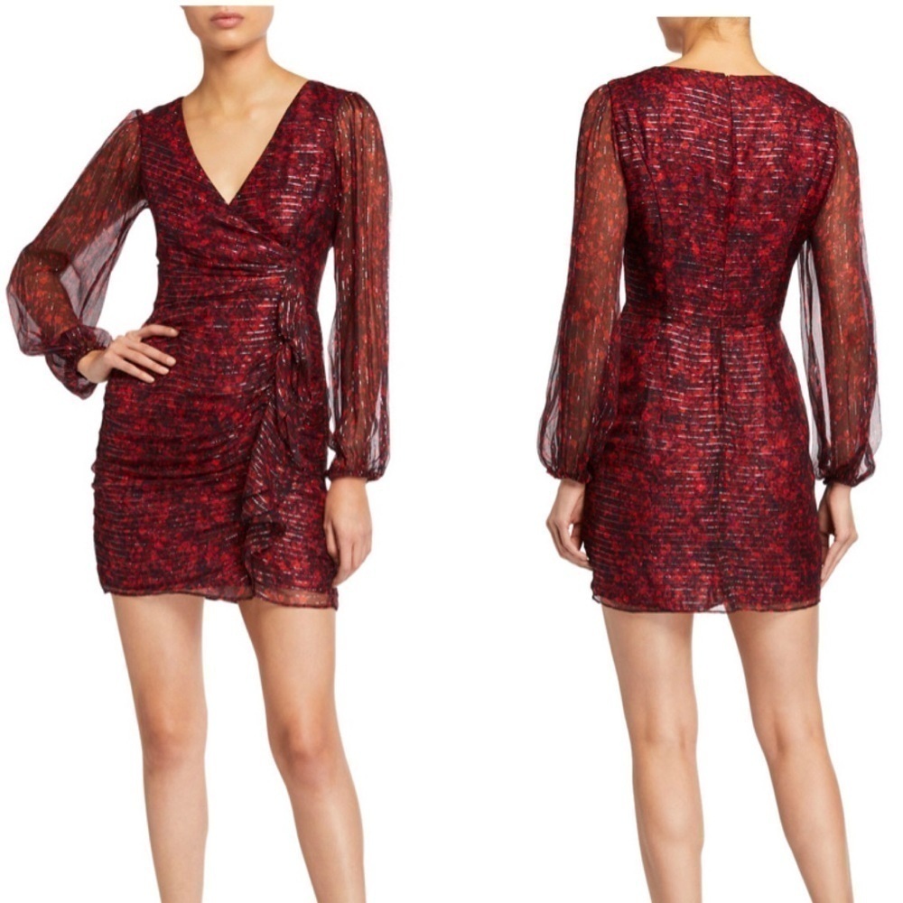 Parker Carole V-Neck Long-Sleeve Side-Drape Dress